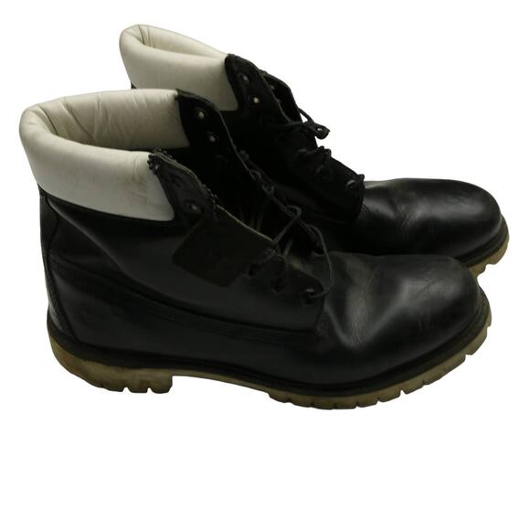 Timberland Premium Waterproof 6'' Leather Boots Black/White Size 12 M 6857A - Picture 1 of 4